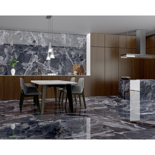 celand Onyx Marble Midnight Black 60x120 Rectangular Polished Wall &amp; Floor Tile